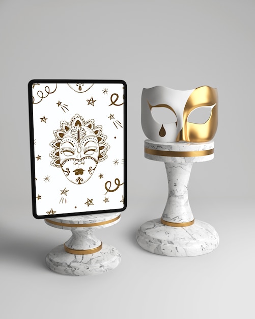 Download Vintage elegant white and golden mask and mock-up | Free ...