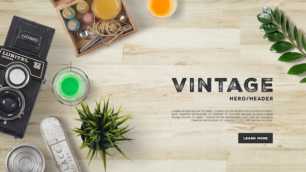 Download Premium Psd Vintage Hero Header Custom Scene