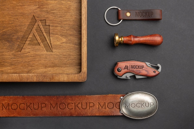 Download Assortimento di mock-up di accessori di merchandising vintage | PSD Gratis