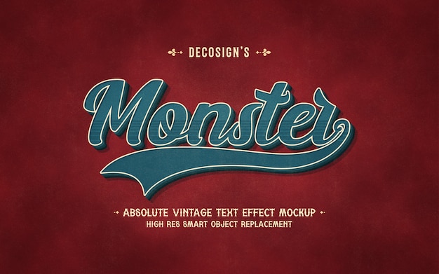 Download Premium Psd Vintage Monster Text Effect Mockup