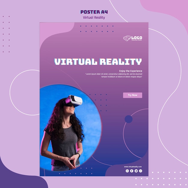 Free PSD | Virtual reality poster template design