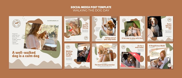 Walking the dog day social media post template