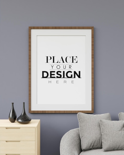 Download Free PSD | Wall art mockup, canvas frame in living room