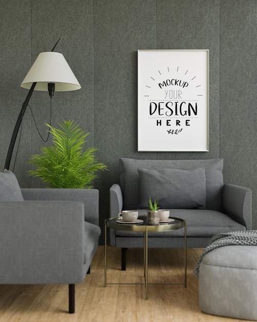 Download Free Psd Wall Art Mockup Canvas Or Picture Frame In Living Room