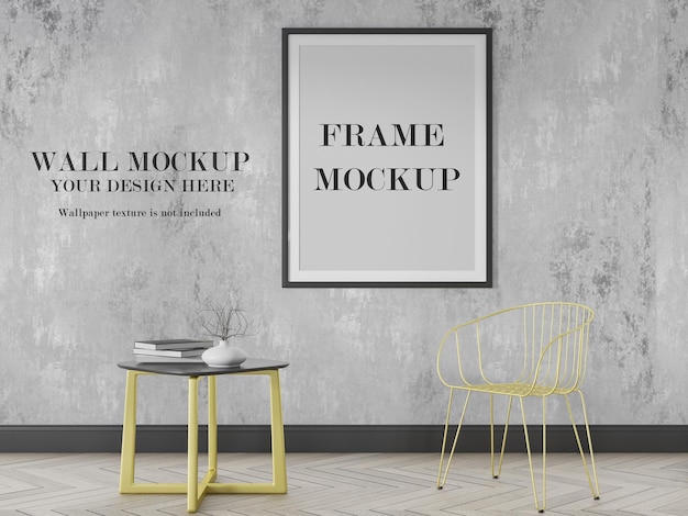 Premium PSD | Wall and blank poster mockup design