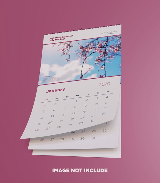 Download Premium Psd Wall Calendar Mockup Bottom View PSD Mockup Templates