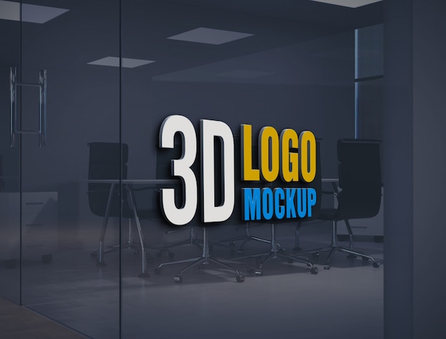 Download Premium Psd Wall Logo Mockup Free Office Glass Wall Sign Logo Mockup Office Glass Room Logo Mockup PSD Mockup Templates