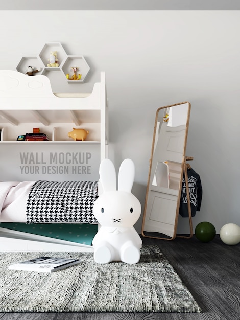 Download Wall mockup interior kids bedroom with decorations | Premium PSD File