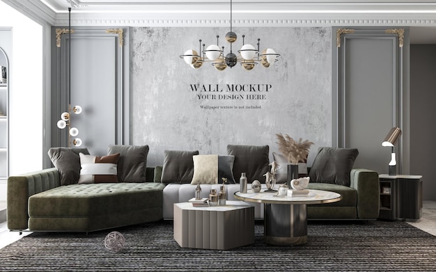 Premium PSD | Wall mockup in luxury neoclassical living room