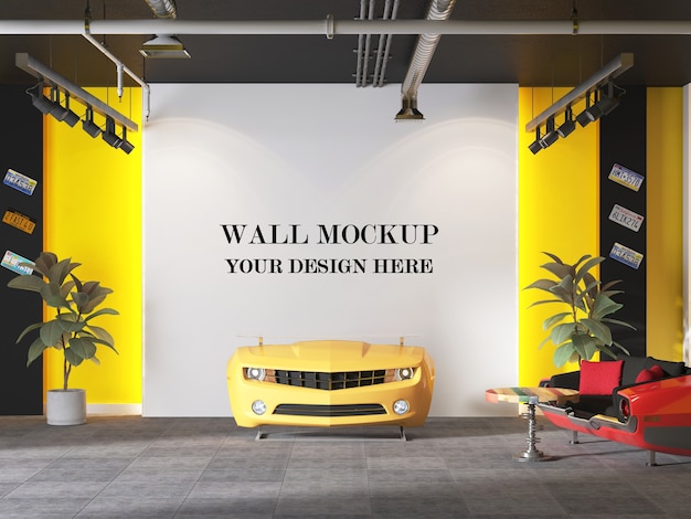 Download Premium PSD | Wall mockup in modern reception with ...