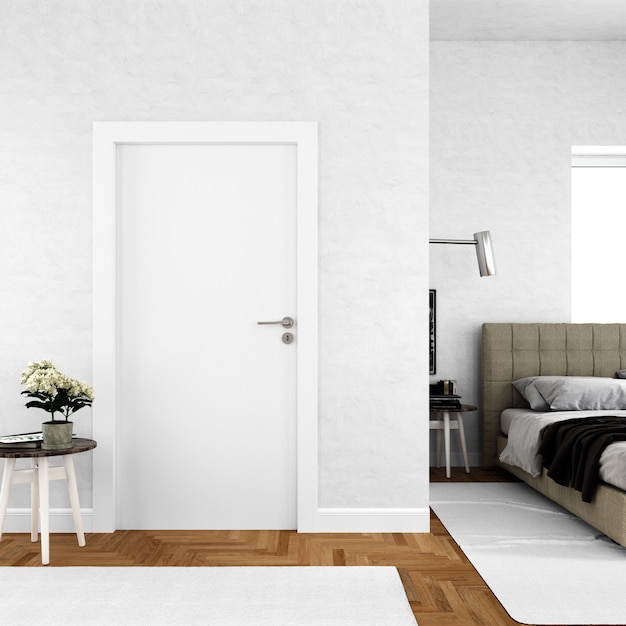 Download Wall with blank door mockup | Free PSD File