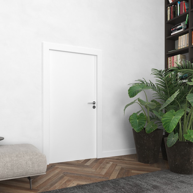 Download Free PSD | Wall with blank door mockup