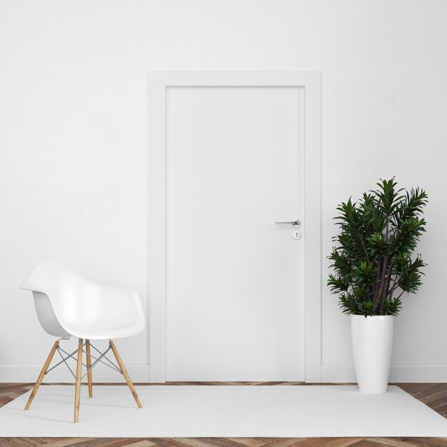 Download Wall with blank door mockup | Free PSD File