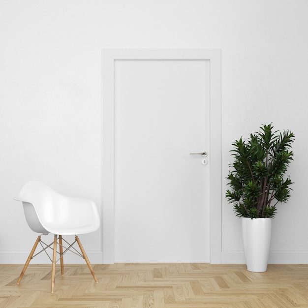 Download Wall with blank door mockup | Free PSD File