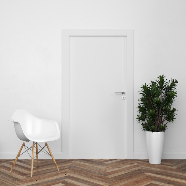 Download Wall with blank door mockup | Free PSD File