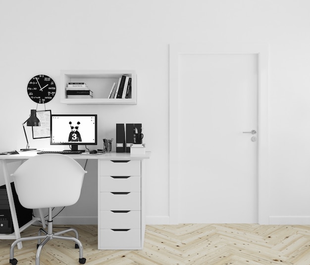 Download Wall with blank door mockup | Free PSD File