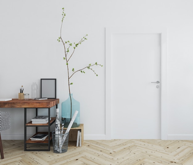 Download Wall with blank door mockup | Free PSD File