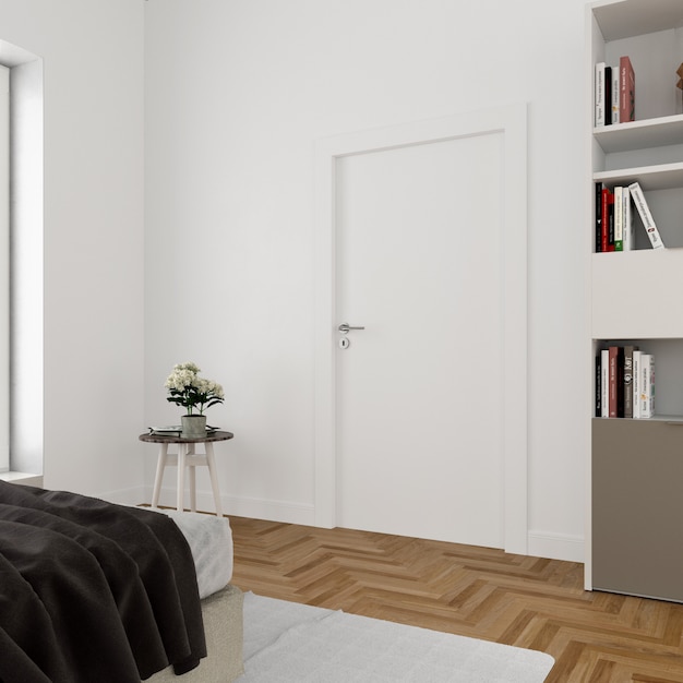 Download Wall with blank door mockup | Free PSD File