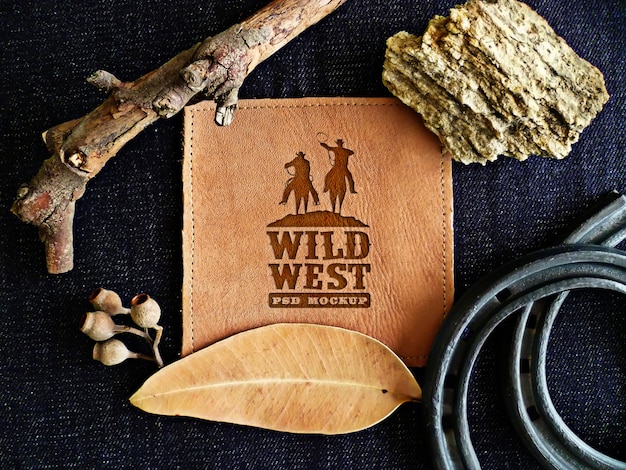 Download Wallet mockup with wild west concept | Premium PSD File