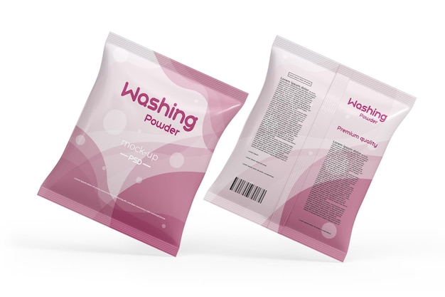 Premium PSD | Washing powder packet mockup