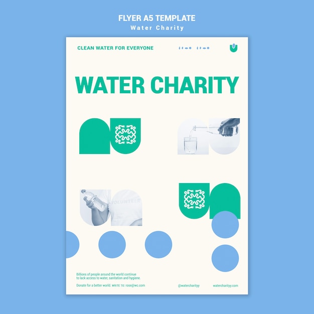 Premium PSD | Water charity poster design template