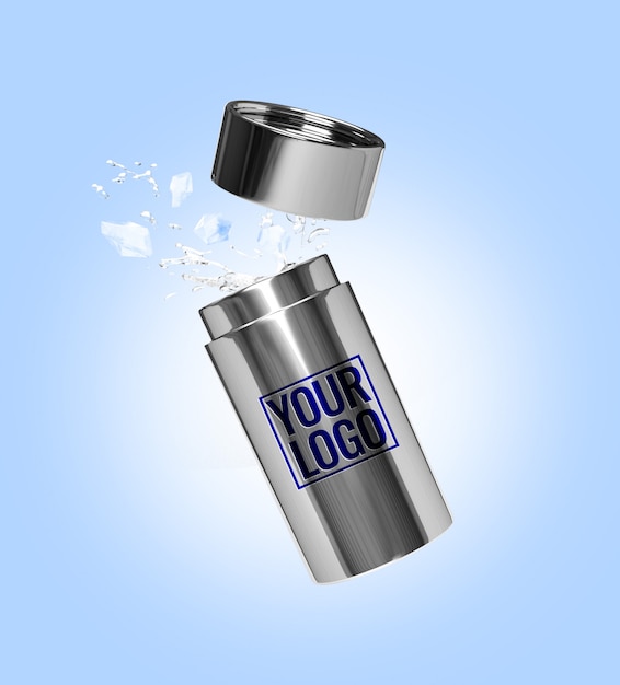 Download Premium PSD | Water and ice splash metal glass mockup