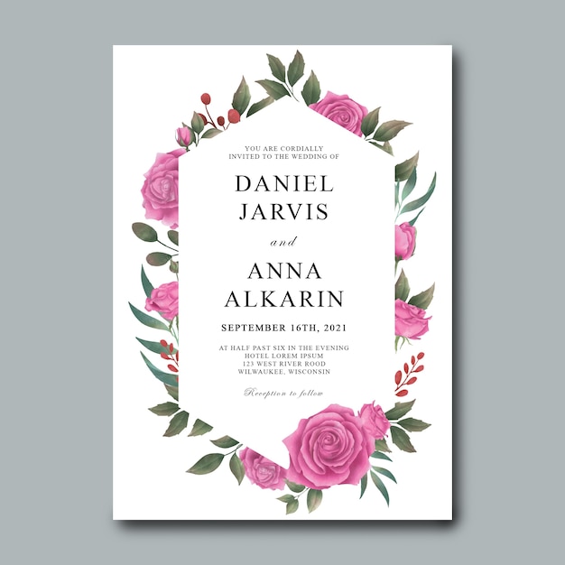 Premium PSD Watercolor floral wedding invitation template