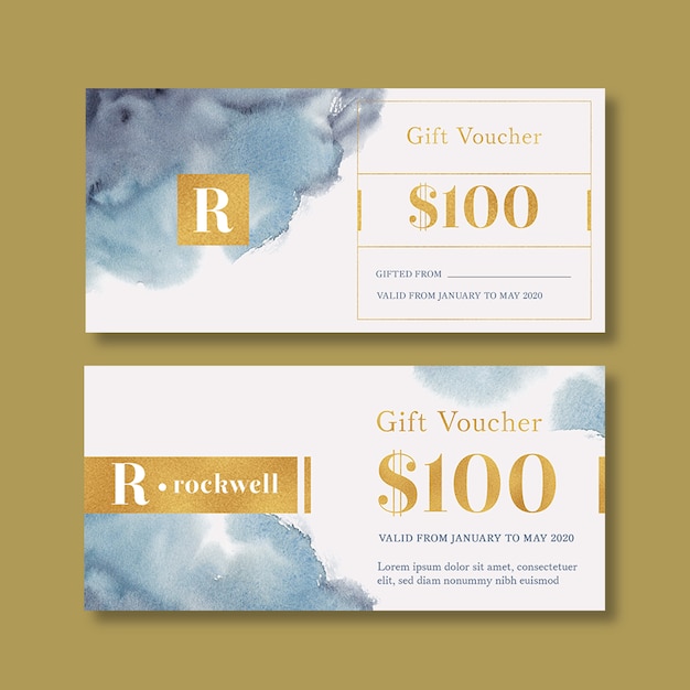 Download Free Psd Watercolor Splash Brush Voucher Template PSD Mockup Templates