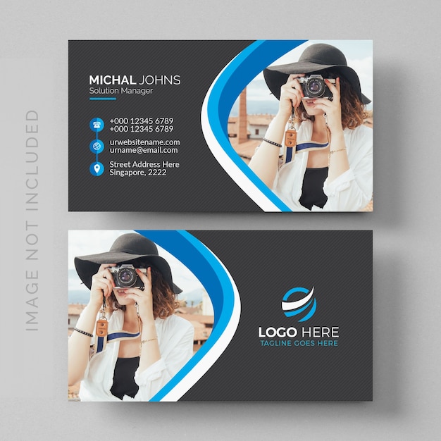 Wavy business card mockup with image PSD Template