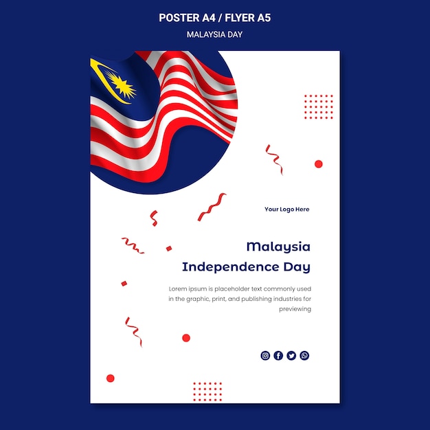 Free PSD Wavy flag of malaysia poster template