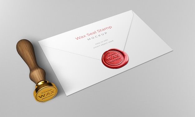 Wax seal stamp envelope mockup | Premium PSD File