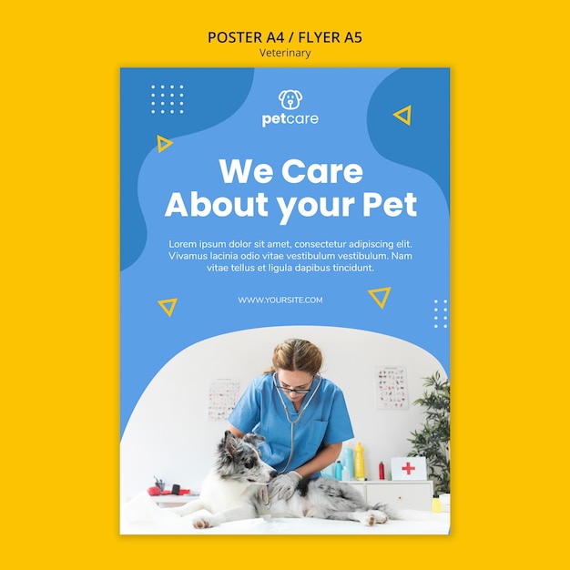 Free PSD | We care about your pet veterinary poster template