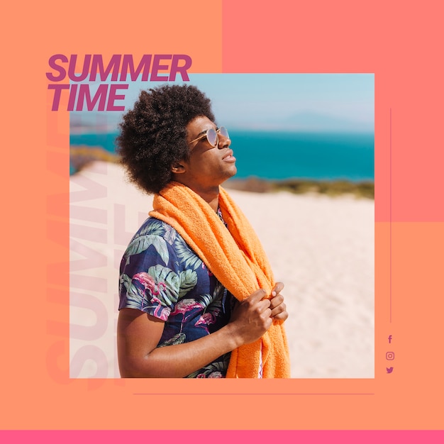 Web banner template with summer concept Free Psd