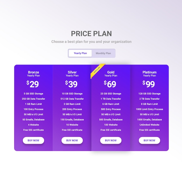 Web hosting price plan | Premium PSD File