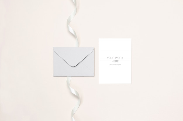 Download Premium Psd Wedding Card Mockup With Envelope And Ribbon