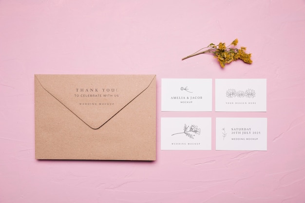 Free PSD | Wedding envelope design mock-up