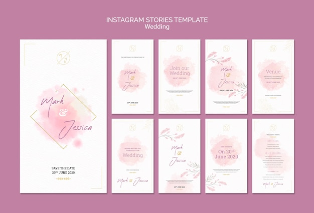 Wedding instagram stories template mock-up Free Psd