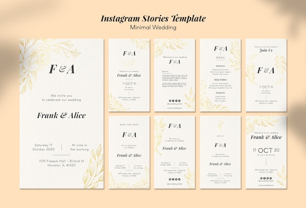 結婚式のinstagramストーリーテンプレート 無料のpsdファイル
