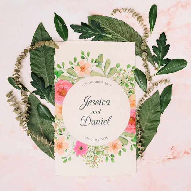 Download Wedding invitation mockup with floral concept PSD file | Free Download