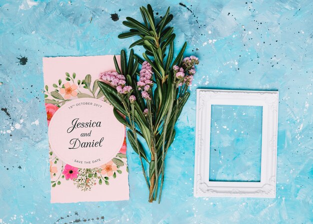 Download Wedding invitation mockup with floral concept | Free PSD File PSD Mockup Templates