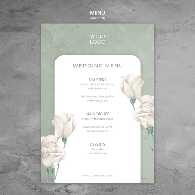 wedding menu templates free download word