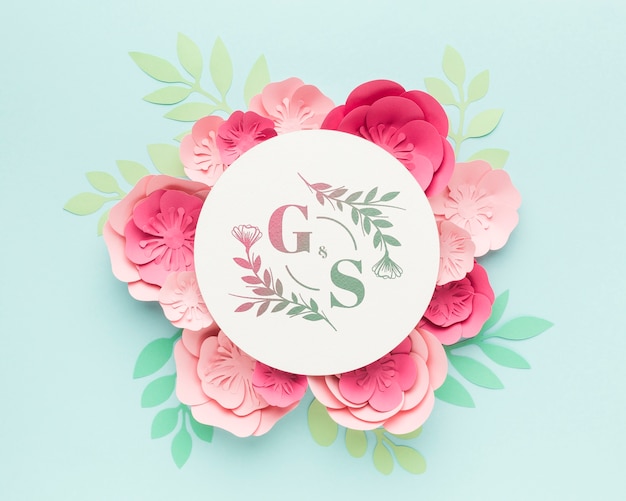 Download Free PSD | Wedding monogram mock-up with paper flowers on ...