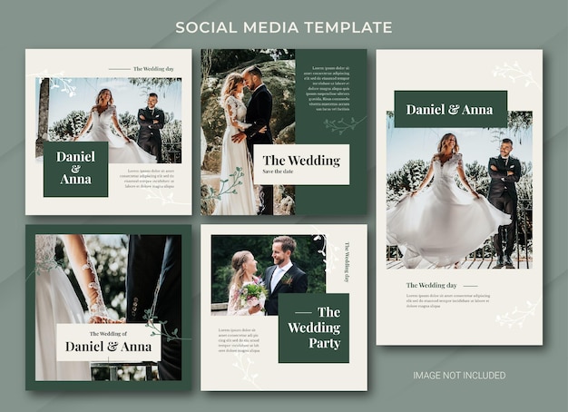 Premium PSD | Wedding social media post bundle template