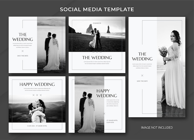 Premium PSD | Wedding social media post bundle template