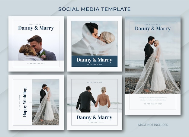 Premium PSD | Wedding social media post bundle template