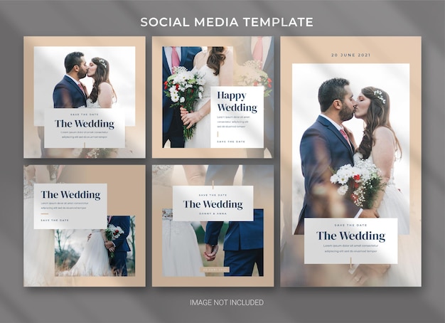 Premium PSD | Wedding social media post bundle template