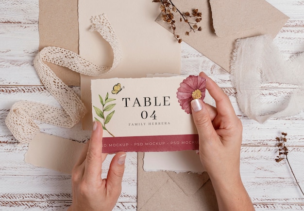 Download Premium Psd Wedding Still Life Mockup With Table Number Design