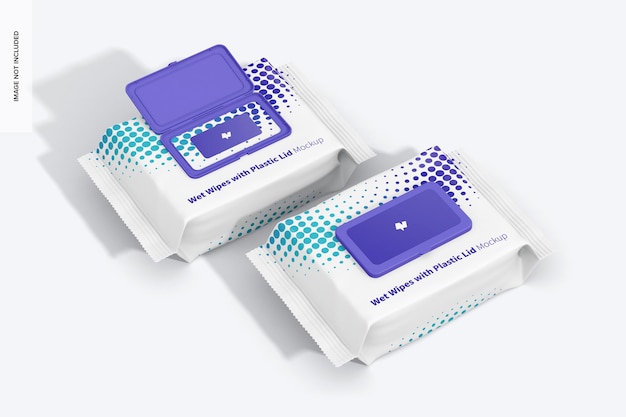 Download Premium PSD | Wet wipes large packaging with plastic lid mockup, right view