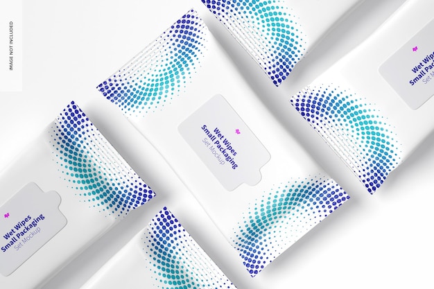 Download Premium PSD | Wet wipes small packaging set mockup, top view