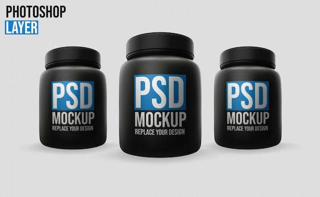 Download Whey protein bottles mockup | Premium PSD File